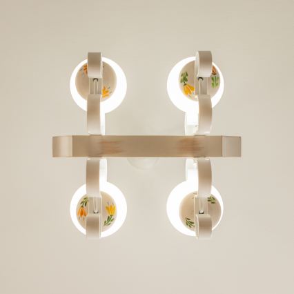 Brilagi - Riippuvalaisin ketjulla QUEEN 4xE14/40W/230V pyökki/kerma