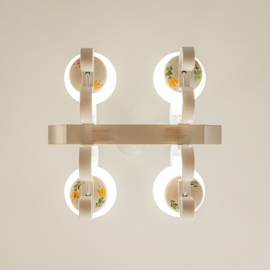 Brilagi - Riippuvalaisin ketjulla QUEEN 4xE14/40W/230V pyökki/kerma