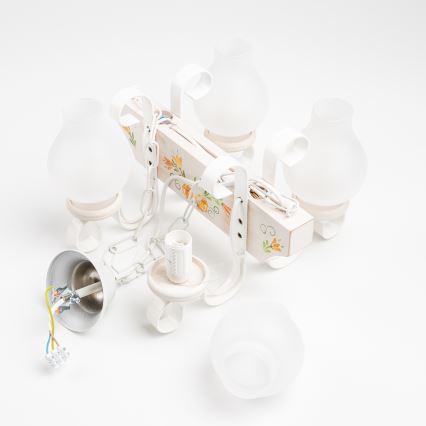 Brilagi - Riippuvalaisin ketjulla QUEEN 4xE14/40W/230V pyökki/kerma