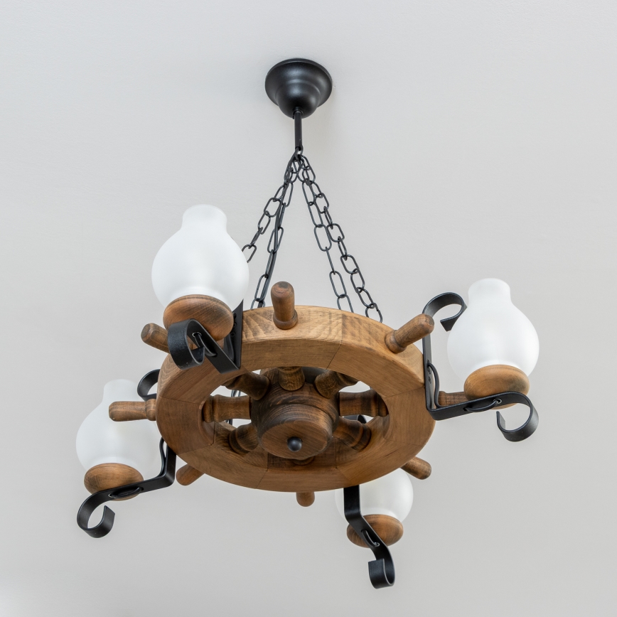 Brilagi - Riippuvalaisin ketjulla TIMONA 4xE14/40W/230V, halkaisija 50 cm, pyökki