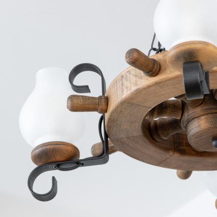 Brilagi - Riippuvalaisin ketjulla TIMONA 4xE14/40W/230V, halkaisija 50 cm, pyökki