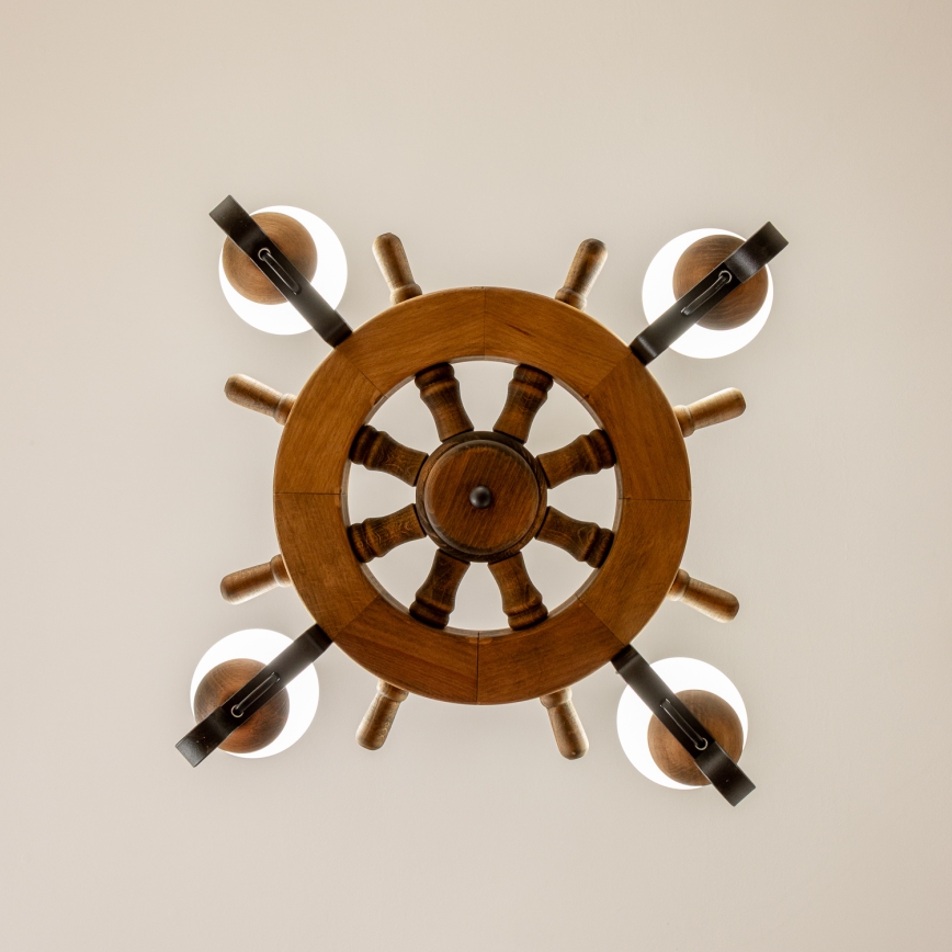 Brilagi - Riippuvalaisin ketjulla TIMONA 4xE14/40W/230V, halkaisija 50 cm, pyökki