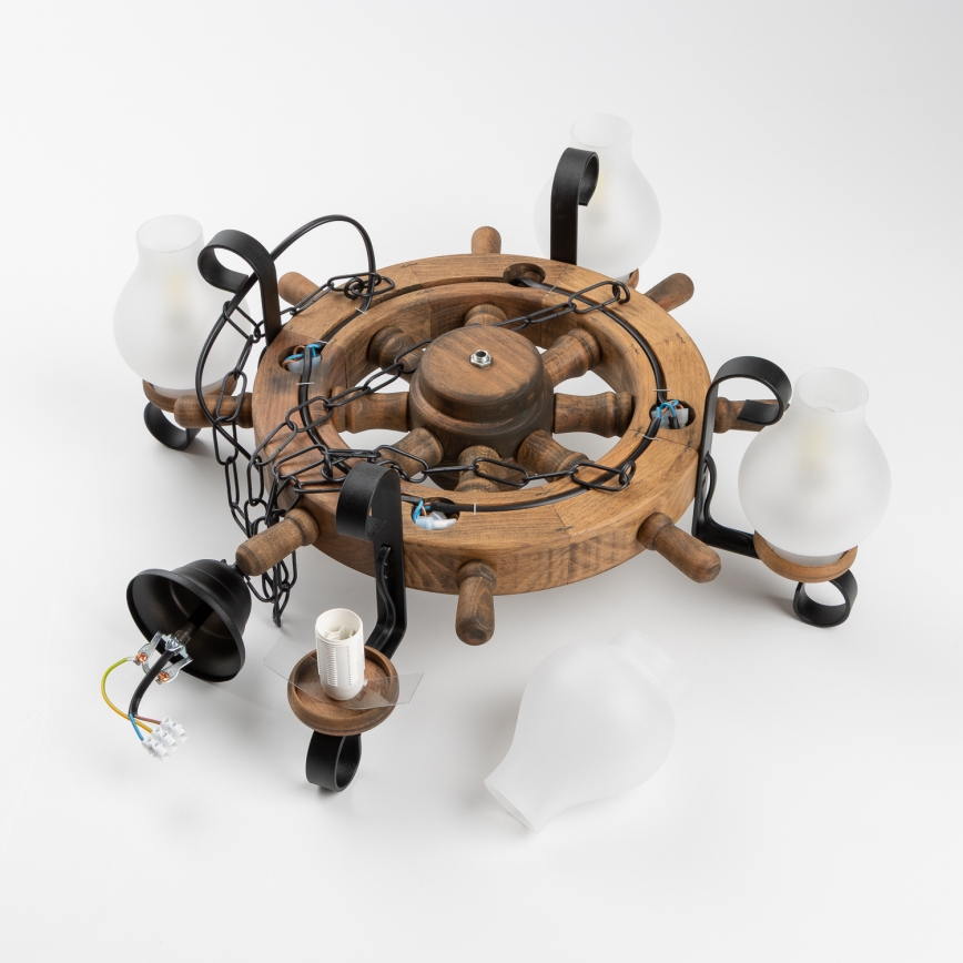 Brilagi - Riippuvalaisin ketjulla TIMONA 4xE14/40W/230V, halkaisija 50 cm, pyökki