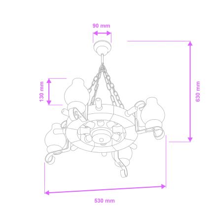 Brilagi - Riippuvalaisin ketjulla TIMONA 4xE14/40W/230V, halkaisija 50 cm, pyökki