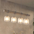BRILAGI - Riippuvalaisin lankaripustuksella WOOD GLASS 4xE27/60W/230V mänty/harmaa/valkoinen