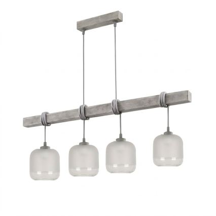 BRILAGI - Riippuvalaisin lankaripustuksella WOOD GLASS 4xE27/60W/230V mänty/harmaa/valkoinen
