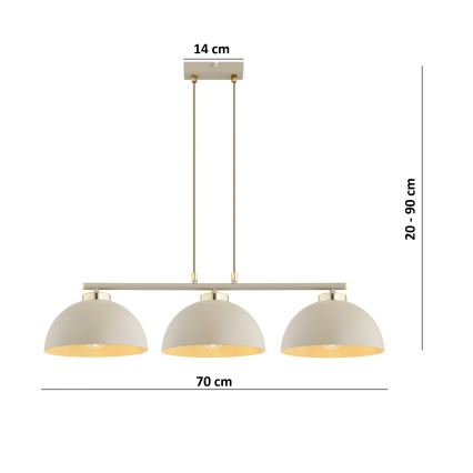 Brilagi - riippuvalaisin MOON 3xE27/60W/230V beige/kultainen