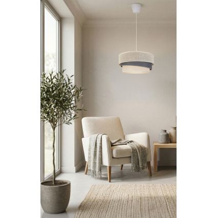 Brilagi - Riippuvalaisin ripustusköydellä TRIO 1xE27/60W/230V, halkaisija 40 cm, kermanvärinen/harmaa