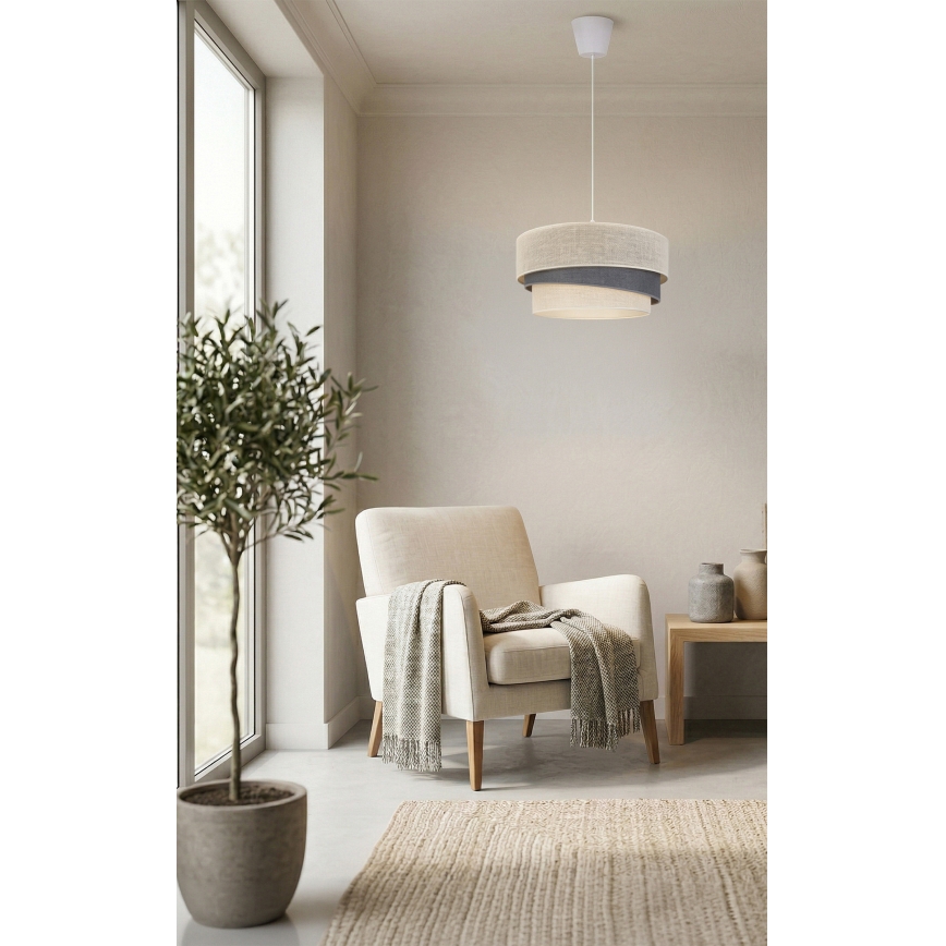 Brilagi - Riippuvalaisin ripustusköydellä TRIO 1xE27/60W/230V, halkaisija 40 cm, kermanvärinen/harmaa