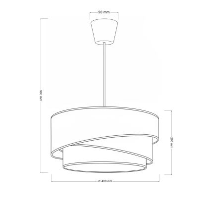 Brilagi - Riippuvalaisin ripustusköydellä TRIO 1xE27/60W/230V, halkaisija 40 cm, kermanvärinen/harmaa