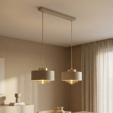 Brilagi - Riippuvalaisin vaijerilla 2xE27/60W/230V beige/kulta