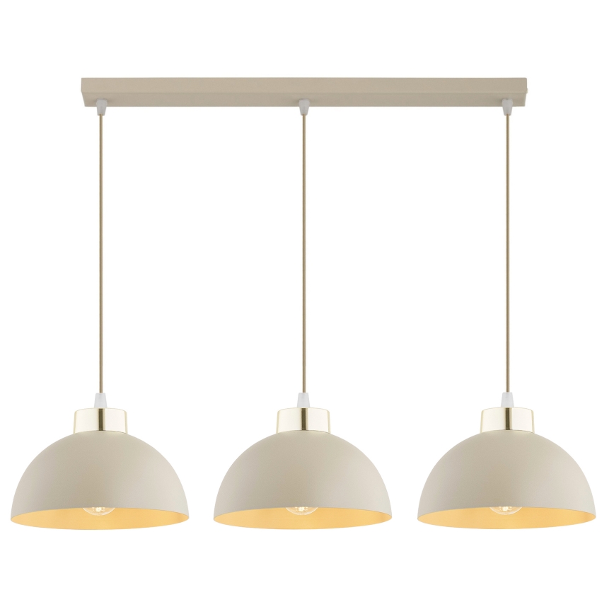 Brilagi - Riippuvalaisin vaijerilla 3xE27/60W/230V beige/kulta