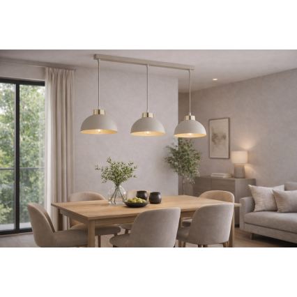 Brilagi - Riippuvalaisin vaijerilla 3xE27/60W/230V beige/kulta