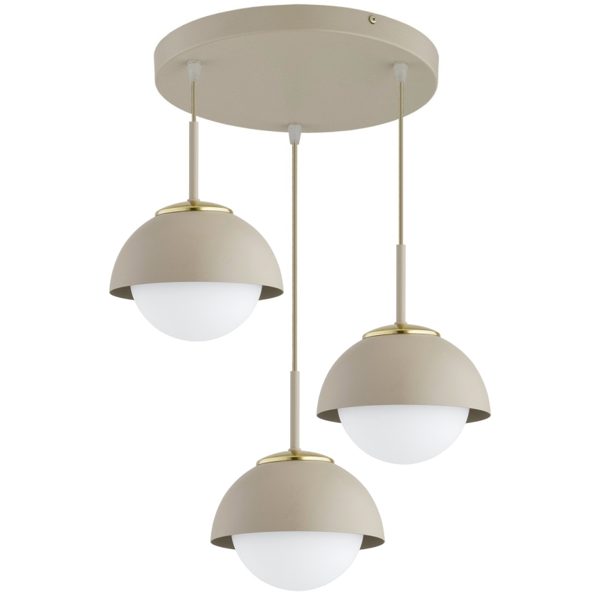 Brilagi - Riippuvalaisin vaijerilla 3xE27/60W/230V beige/kultainen