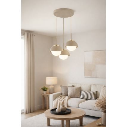 Brilagi - Riippuvalaisin vaijerilla 3xE27/60W/230V beige/kultainen