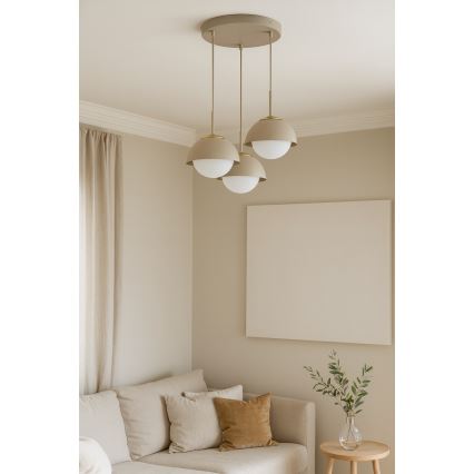 Brilagi - Riippuvalaisin vaijerilla 3xE27/60W/230V beige/kultainen