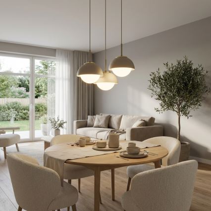 Brilagi - Riippuvalaisin vaijerilla 3xE27/60W/230V beige/kultainen