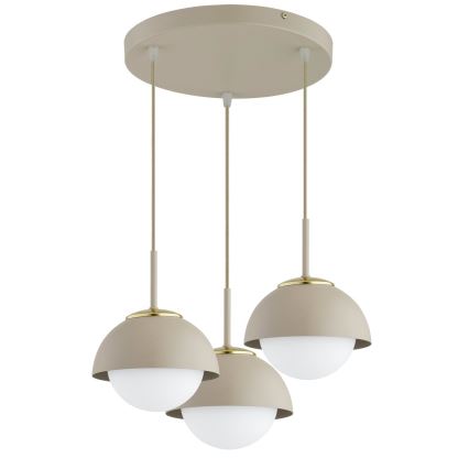 Brilagi - Riippuvalaisin vaijerilla 3xE27/60W/230V beige/kultainen