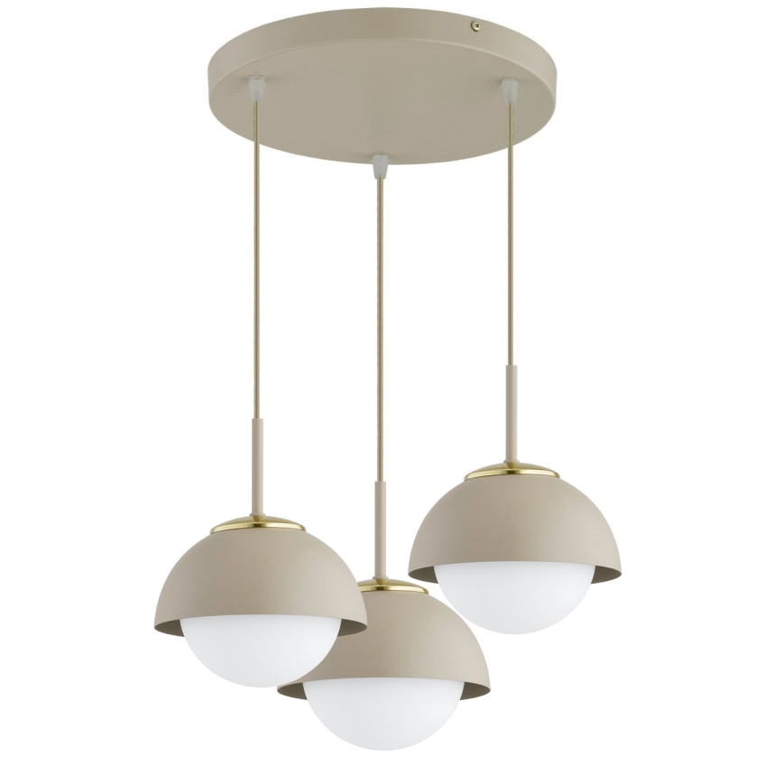 Brilagi - Riippuvalaisin vaijerilla 3xE27/60W/230V beige/kultainen