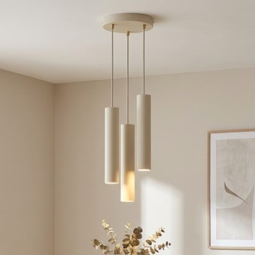 Brilagi - Riippuvalaisin vaijerilla 3xGU10/15W/230V beige/kultainen
