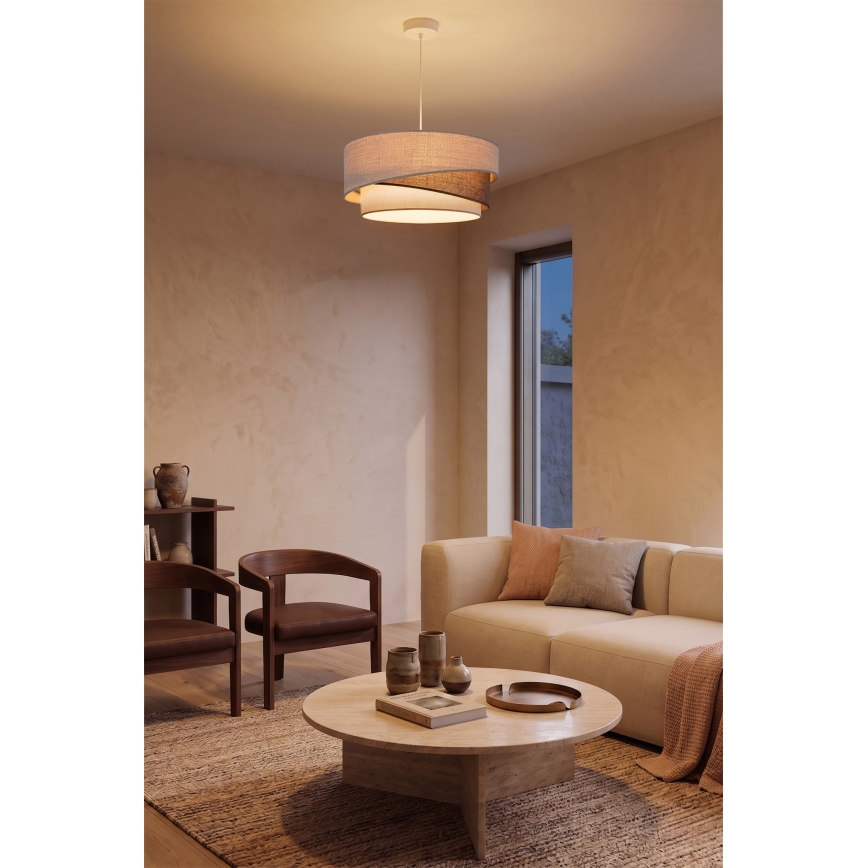 Brilagi - Riippuvalaisin vaijerilla ARROW 1xE27/60W/230V halkaisija 45 cm beige/ruskea/valkoinen
