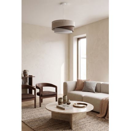 Brilagi - Riippuvalaisin vaijerilla ARROW 1xE27/60W/230V halkaisija 45 cm beige/ruskea/valkoinen