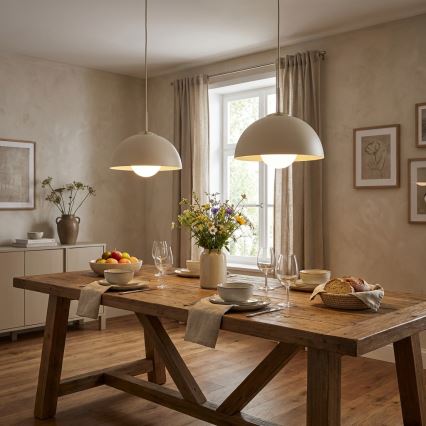 Brilagi - Riippuvalaisin vaijerilla COSMO 1xE27/60W/230V, halkaisija 30 cm, beige/kultainen