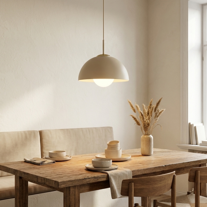 Brilagi - Riippuvalaisin vaijerilla COSMO 1xE27/60W/230V, halkaisija 30 cm, beige/kultainen