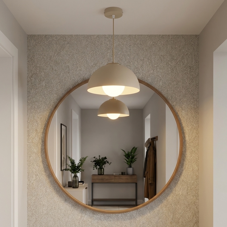 Brilagi - Riippuvalaisin vaijerilla COSMO 1xE27/60W/230V, halkaisija 30 cm, beige/kultainen