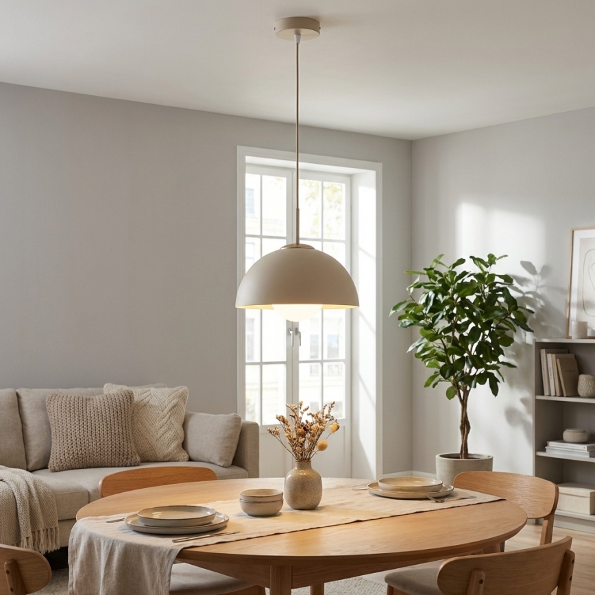 Brilagi - Riippuvalaisin vaijerilla COSMO 1xE27/60W/230V, halkaisija 30 cm, beige/kultainen