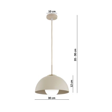 Brilagi - Riippuvalaisin vaijerilla COSMO 1xE27/60W/230V, halkaisija 30 cm, beige/kultainen