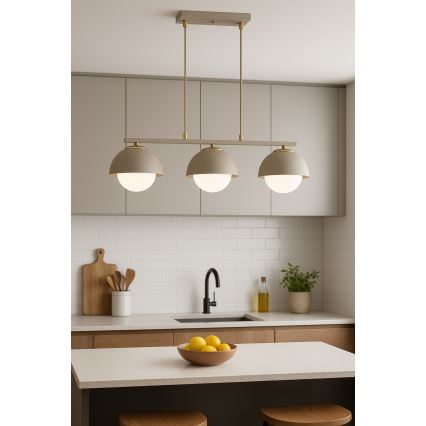 Brilagi - Riippuvalaisin vaijerilla COSMO 3xE27/60W/230V beige/kulta