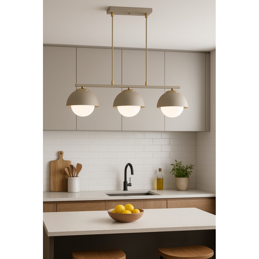 Brilagi - Riippuvalaisin vaijerilla COSMO 3xE27/60W/230V beige/kulta