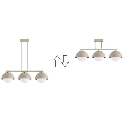 Brilagi - Riippuvalaisin vaijerilla COSMO 3xE27/60W/230V beige/kulta
