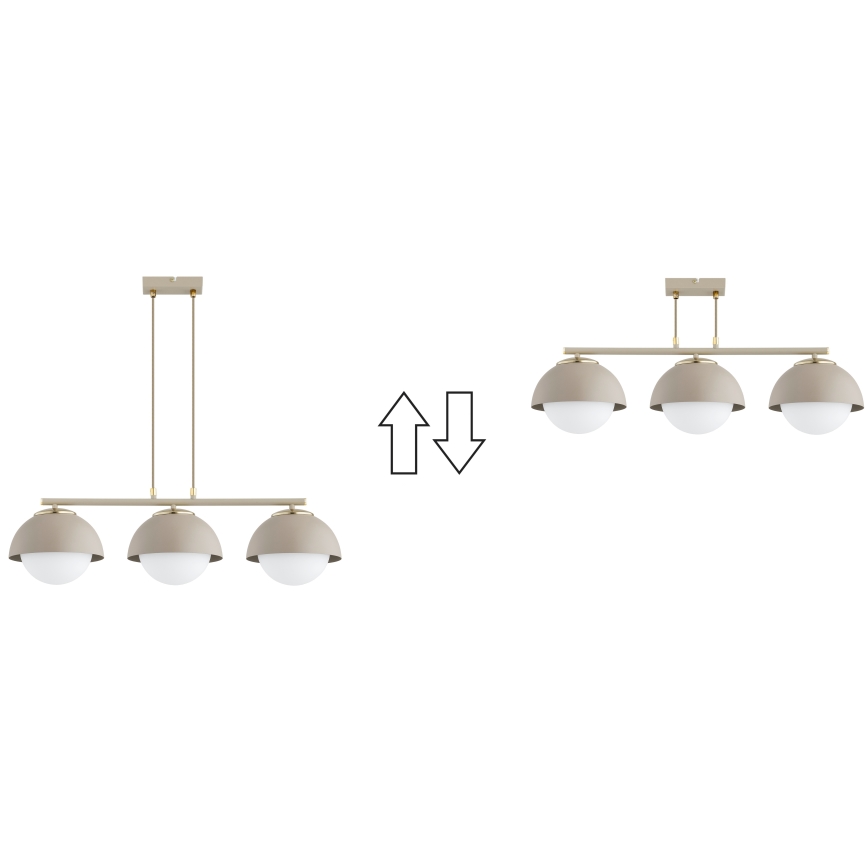 Brilagi - Riippuvalaisin vaijerilla COSMO 3xE27/60W/230V beige/kulta