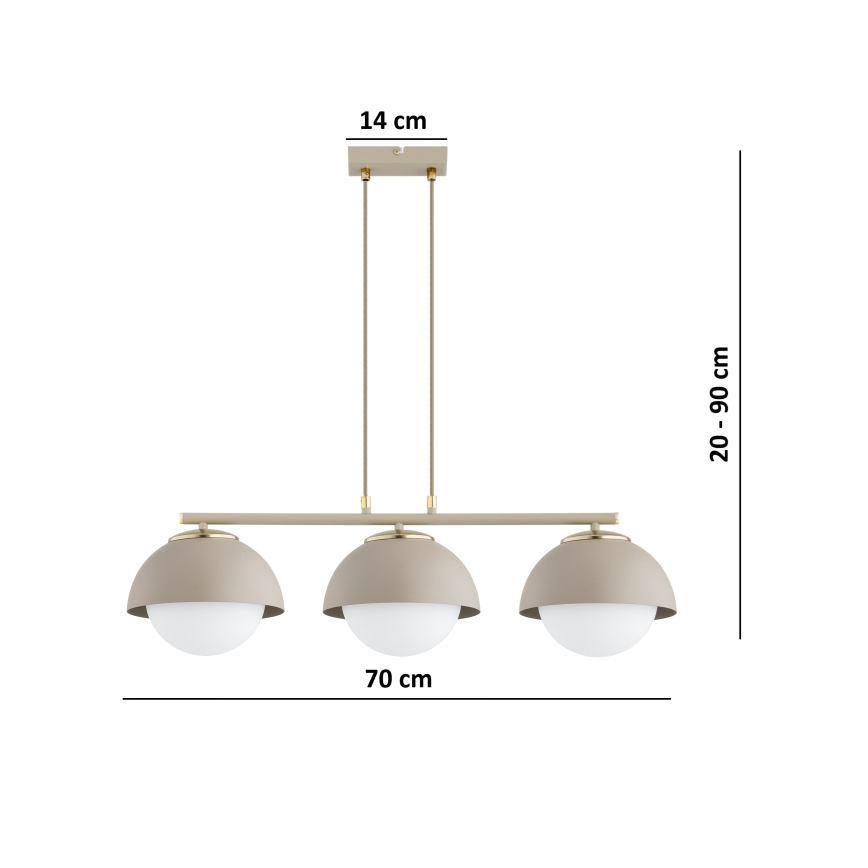 Brilagi - Riippuvalaisin vaijerilla COSMO 3xE27/60W/230V beige/kulta