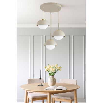 Brilagi - Riippuvalaisin vaijerilla COSMO 3xE27/60W/230V beige/kultainen