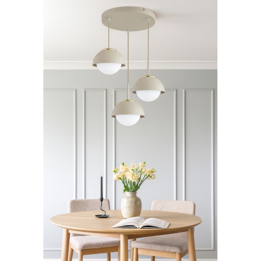 Brilagi - Riippuvalaisin vaijerilla COSMO 3xE27/60W/230V beige/kultainen