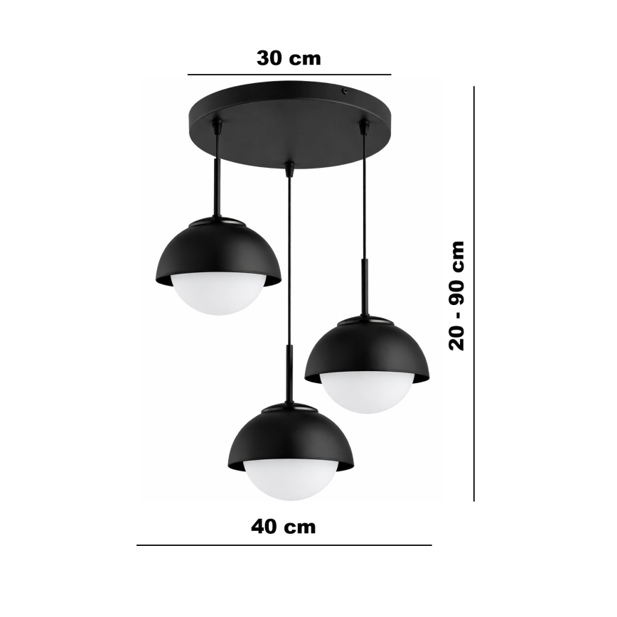BRILAGI - Riippuvalaisin vaijerilla COSMO 3xE27/60W/230V musta