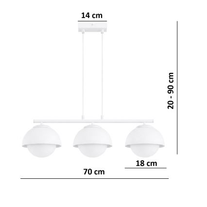 BRILAGI - Riippuvalaisin vaijerilla COSMO 3xE27/60W/230V valkoinen/kultainen
