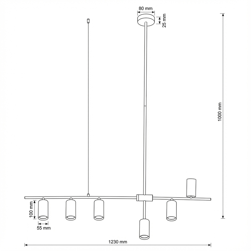 Brilagi - Riippuvalaisin vaijerilla CRANE 6xGU10/30W/230V musta