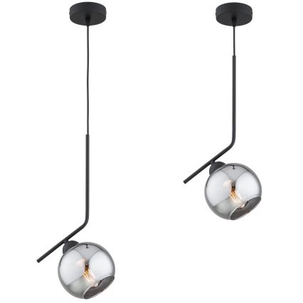 Brilagi - Riippuvalaisin vaijerilla DIOR 1xE27/60W/230V musta/savunharmaa