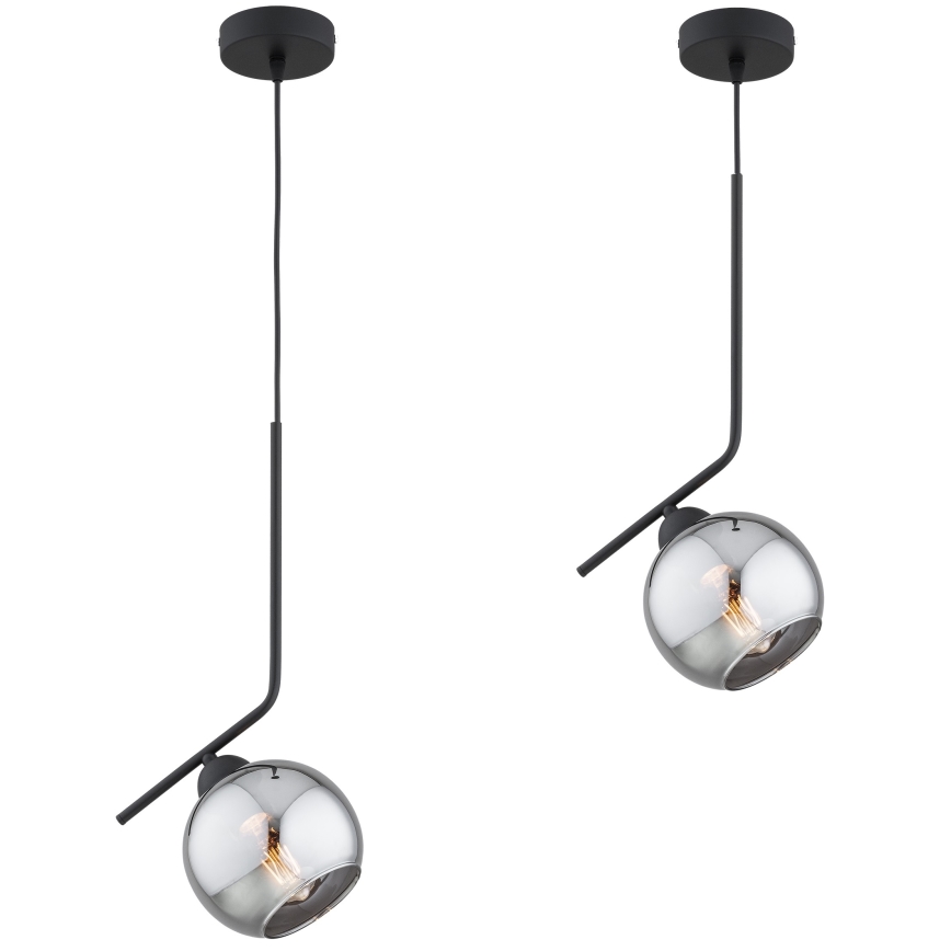 Brilagi - Riippuvalaisin vaijerilla DIOR 1xE27/60W/230V musta/savunharmaa