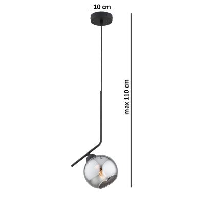 Brilagi - Riippuvalaisin vaijerilla DIOR 1xE27/60W/230V musta/savunharmaa