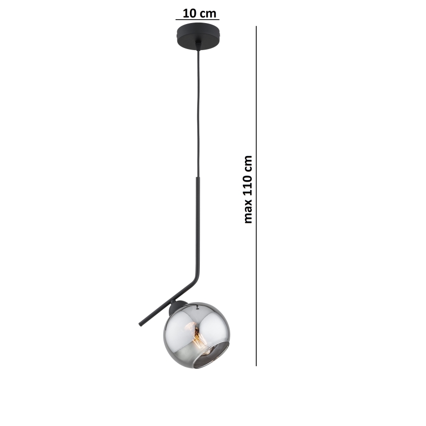 Brilagi - Riippuvalaisin vaijerilla DIOR 1xE27/60W/230V musta/savunharmaa