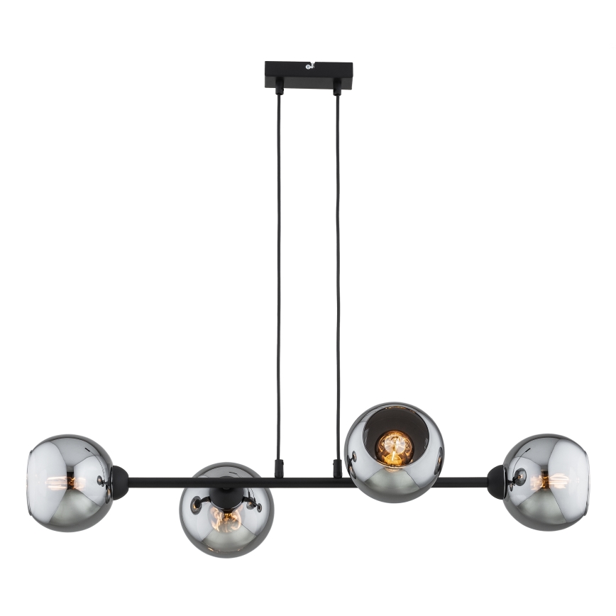 Brilagi - Riippuvalaisin vaijerilla DIOR 4xE27/60W/230V musta/savunharmaa