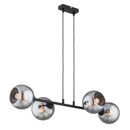 Brilagi - Riippuvalaisin vaijerilla DIOR 4xE27/60W/230V musta/savunharmaa