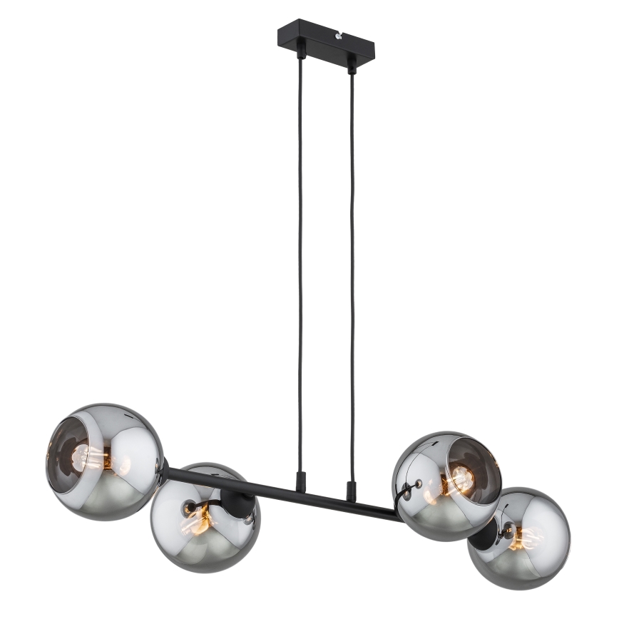 Brilagi - Riippuvalaisin vaijerilla DIOR 4xE27/60W/230V musta/savunharmaa