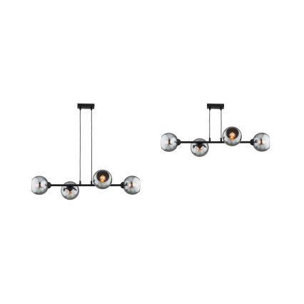 Brilagi - Riippuvalaisin vaijerilla DIOR 4xE27/60W/230V musta/savunharmaa