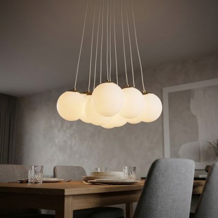 Brilagi - Riippuvalaisin vaijerilla GLOBE 10xE14/15W/230V valkoinen